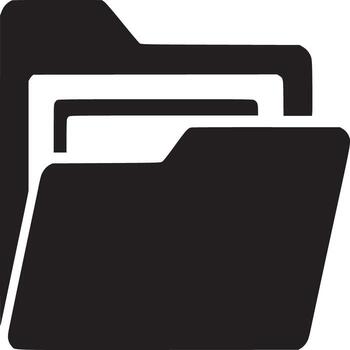 A simplistic black folder icon with white background for file organization and storage symbolization vector