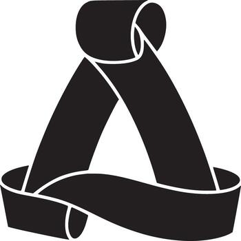 A graphic rendering of a black ribbon forming a triangular shape on a white background design element vector