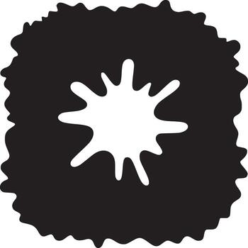 Abstract black shape with irregular edges surrounding a white splash on a white background art vector