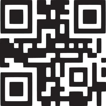 A qr code with black squares and patterns on a white background for digital information access point vector