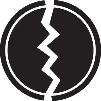 A graphic of a black circle with a white outline and a white lightning bolt through the center of it vector