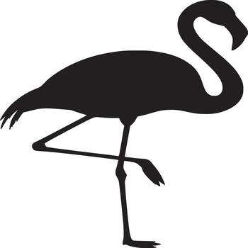 Silhouette of a flamingo standing on one leg against a white background in a minimalist style image vector