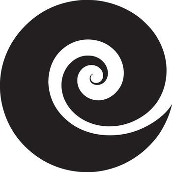 A monochrome image featuring a striking spiral design with a black background and white spiral shape vector