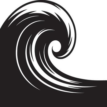 A stylized black and white wave design with a swirling pattern and a contrasting color scheme effect art vector