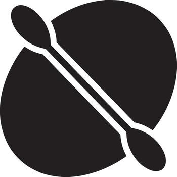 A graphic design of a black circle with a white cotton swab across it on a white background design style vector