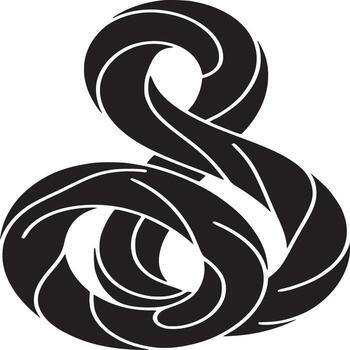 Black and white twisted ribbon forming an abstract shape on a white background with smooth curves vector