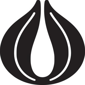 A stylized black and white image of an abstract floral shape with a teardrop center design element vector