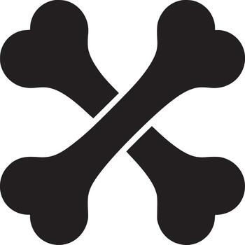 Two black bones crossed over each other on a white background in a simple and minimalist design style vector
