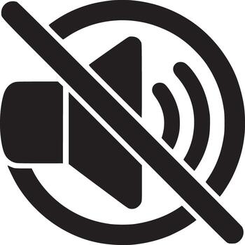 A graphic of a speaker with a line through it indicating mute or silence on a white background art vector
