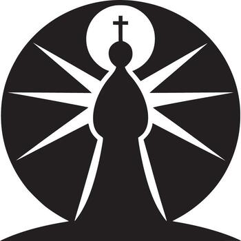 A graphic representation of a religious figure with a cross in a circular design on a white background vector