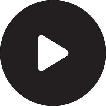 un sencillo negro circulo conteniendo un blanco jugar botón icono en un llanura blanco antecedentes espacio aquí vector