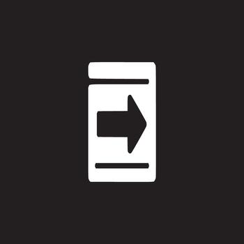 White document icon with a right arrow in the center on a black background illustration vector