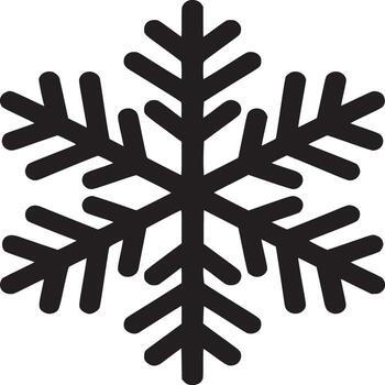 Isolated black snowflake with six symmetrical branches on a plain white background simple design vector
