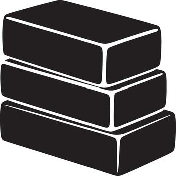 A simple graphic illustration of three black rectangular blocks stacked on top of each other neatly vector