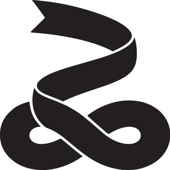 Isolated graphic design of a black ribbon curling into loops on a white background in simple style vector