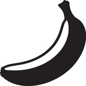 A simple black and white illustration of a banana on a plain white background with smooth shading vector