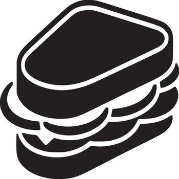 A monochrome illustration of a sandwich with multiple layers on a white background in a simple style vector