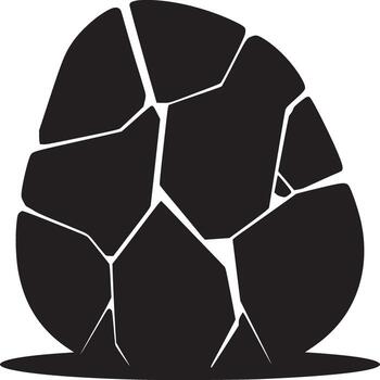 A black and white illustration of a cracked egg shape with multiple fragments and a shadow below it vector