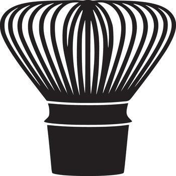 A black and white graphic illustration of a matcha whisk on a plain white background in a simple style vector