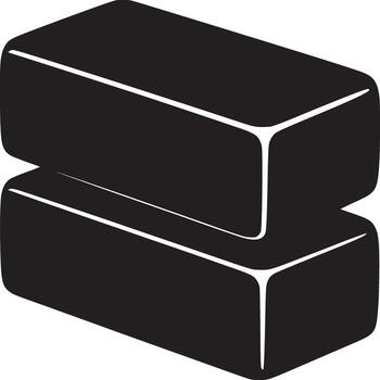 Illustration of two black rectangular blocks stacked on top of each other on a white background vector