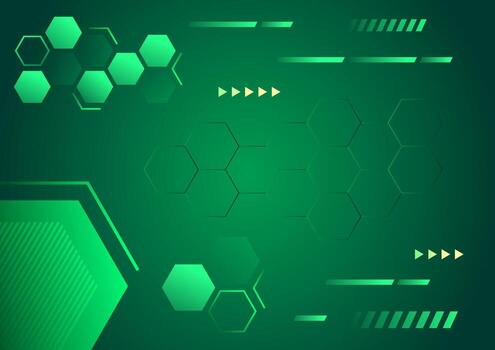 green technology background with hexagons and arrows vector