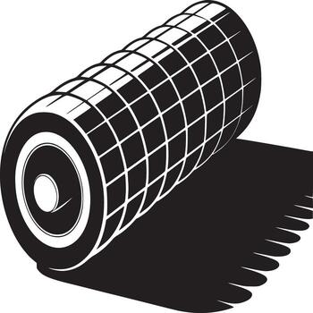 A black and white illustration of a cylindrical object with a grid pattern and a dark shadow cast below it vector