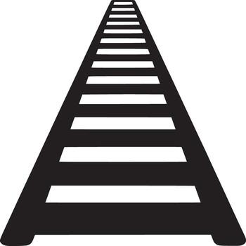 A black and white image of a zebra crossing on a white background with a perspective view point vector
