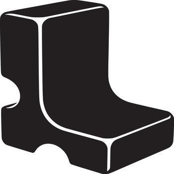 un negro y blanco ilustración de un resumen geométrico forma con redondeado bordes y recortes en un blanco antecedentes vector