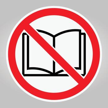 No Reading Allowed Sign in Red Circle with a Cross Symbol vector