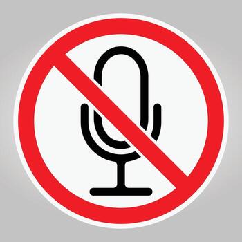 Prohibition Sign for Microphone with Red Circle and Slash Symbol vector