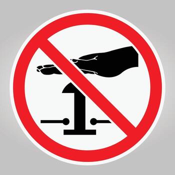 No Touching Symbol Sign with Hand and Line Icon in Red Circle Background vector