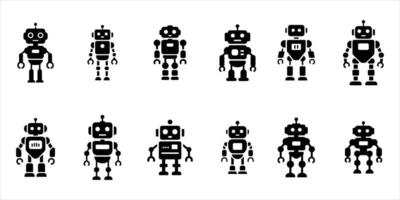 Collection of cute and funny robot toys isolated on white background design vector
