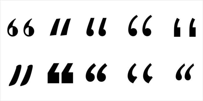 Collection of black quotation marks isolated on white background for design use vector