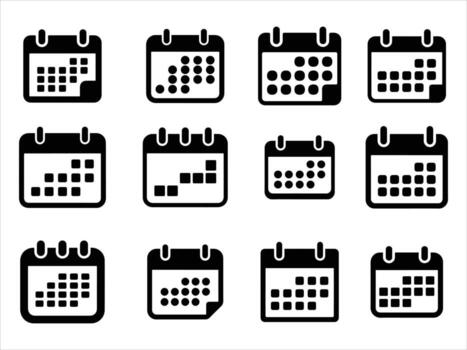Collection of calendar icon isolated on white background for design and use vector