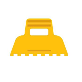 Yellow plastic scraper for removing materials and surfaces in various tasks vector