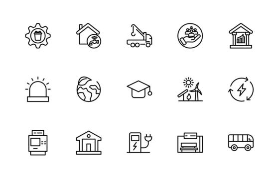 Line set Icons for Public Services. minimalist web icon set. Public utility-related line icons. heating, electricity, and gas. vector