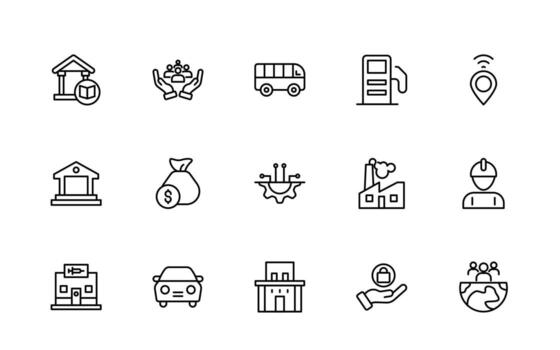 A collection of outlines Icons for Public Services. Thin, linear, minimalist web icon set. Public utility icons. Heating, water, electricity, and gas. vector