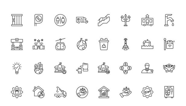 collection of outlines Icons for Public Services. minimalist set of thin, linear web icons. Line symbols for public utilities. Heating, water, power, and gas. vector