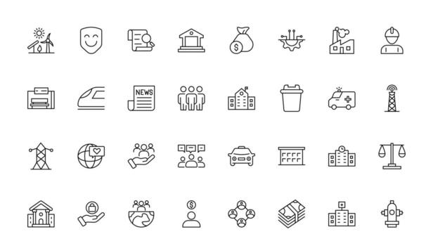 Collection of an line Icons for Public Services. thin, linear, minimalist set of web icons. Icons for public utilities. Water, heating, electricity, and gas. vector