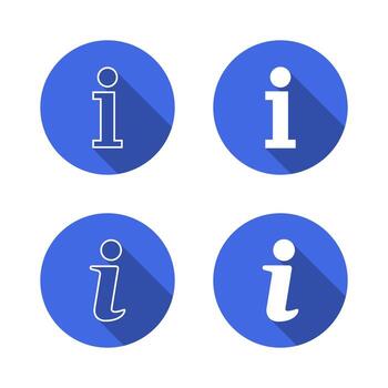 Info, Information icon with long shadow. Helpdesk symbol. Guidance element design vector