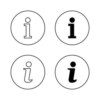 información, información icono conjunto en circular describir. mesa de ayuda símbolo. Guia elemento diseño vector