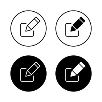 Edit pencil icon in black circle. Compose and create symbol. Writing and editing tool design vector