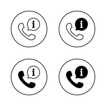 mesa de ayuda teléfono icono conjunto en circular describir. cliente apoyo llamada con informacion símbolo. información línea directa diseño vector