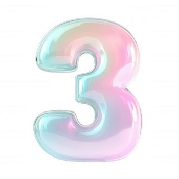 colorato e traslucido 3d icona numero tre con un' sapone bolla effetto galleggia un' trasparente sfondo, Perfetto creativo per progetti png