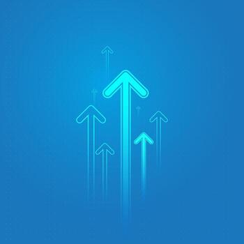 Soft Blue Abstract Background Featuring Business Arrow showing the Investment Technology, Illustrating Trade Increase to Success with Financial Data Graph Strategy, vector