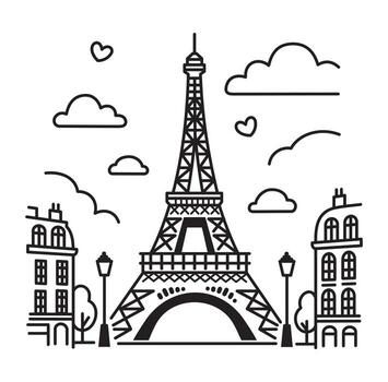 eiffel torre en el centrar de París. lineal ilustración vector