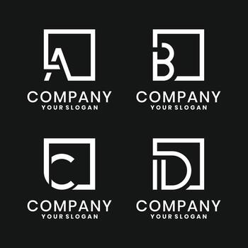 Geometric Letter Logo Designs A B C D in Square Frame for Company Branding vector