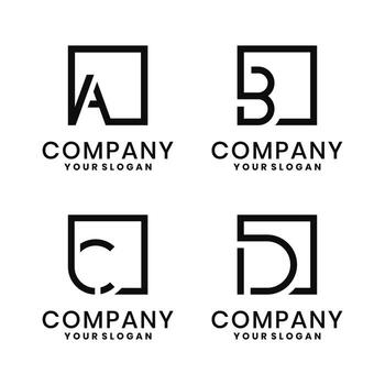 Geometric Letter Logo Design A B C D in Square Frame vector