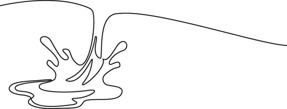 Minimal one line art of a fluid splash, symbolizing motion, creativity, or dripping liquid in abstract design style. vector