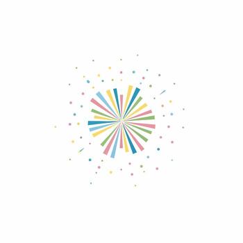 Vibrant radial burst of pastel lines with scattered confetti, a colorful abstract explosion. vector